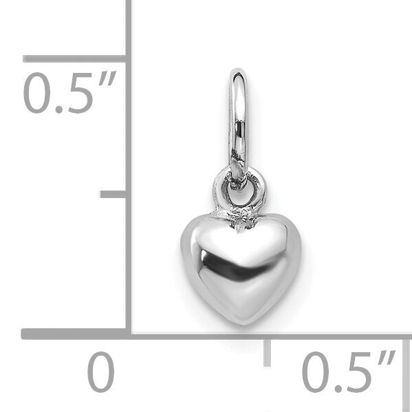 10k White Gold Solid Polished Plain Puffed Heart Charm-10K746