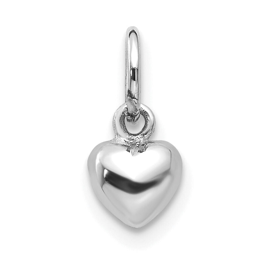10k White Gold Solid Polished Plain Puffed Heart Charm-10K746