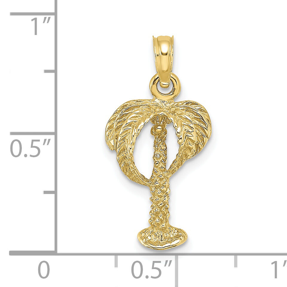 10K 2-D Palm Tree w/ Coconuts Charm-10K7480