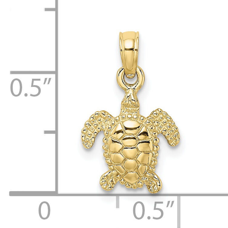 10K 3-D Mini Sea Turtle Charm-10K7522