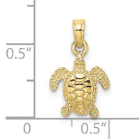 10K 3-D Mini Sea Turtle Charm-10K7522
