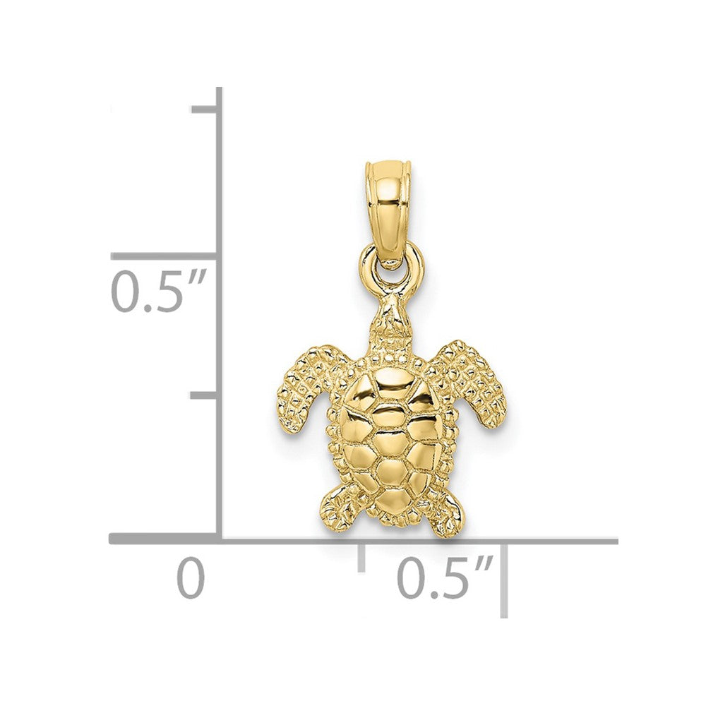 10K 3-D Mini Sea Turtle Charm-10K7522