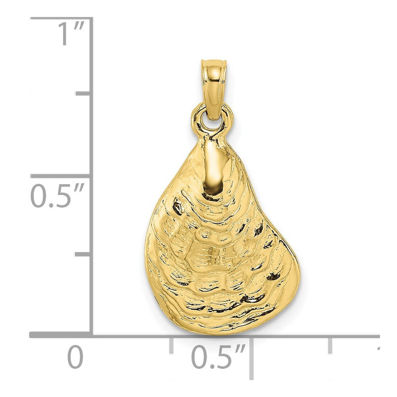 10K 2-D Textured / Polished Oyster Shell Charm-10K7533