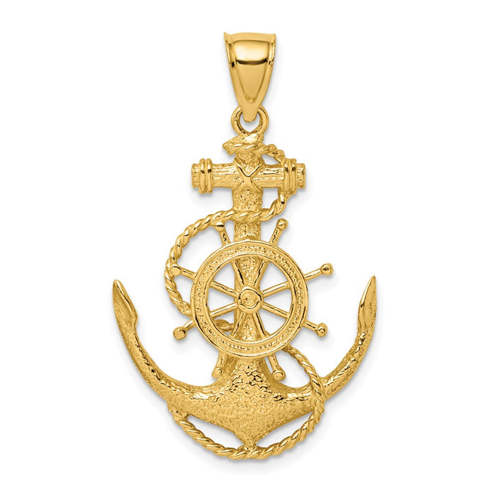 10K 2-D Anchor and Wheel Charm-10K7641