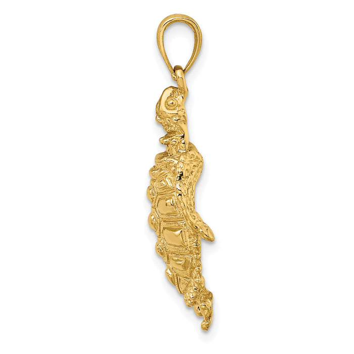 10K 2-D Sea Turtle W/ Spiny Shell Charm-10K7642