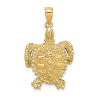 10K 2-D Sea Turtle W/ Spiny Shell Charm-10K7642