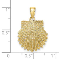 10K 2-D Beaded Scallop Shell Charm-10K7655