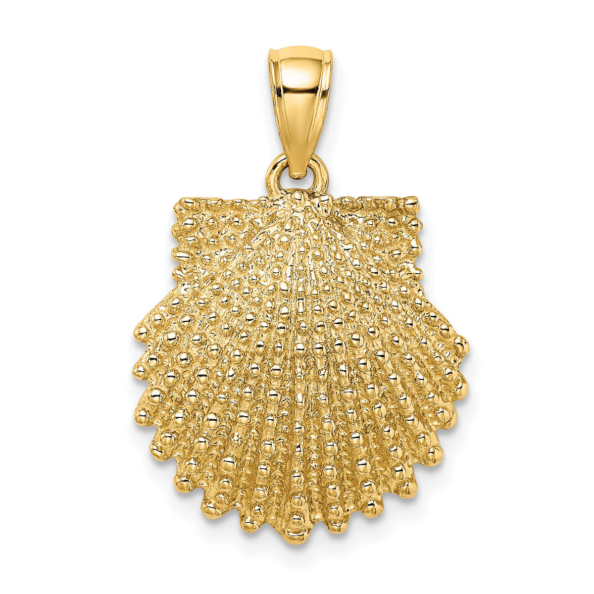 10K 2-D Beaded Scallop Shell Charm-10K7655