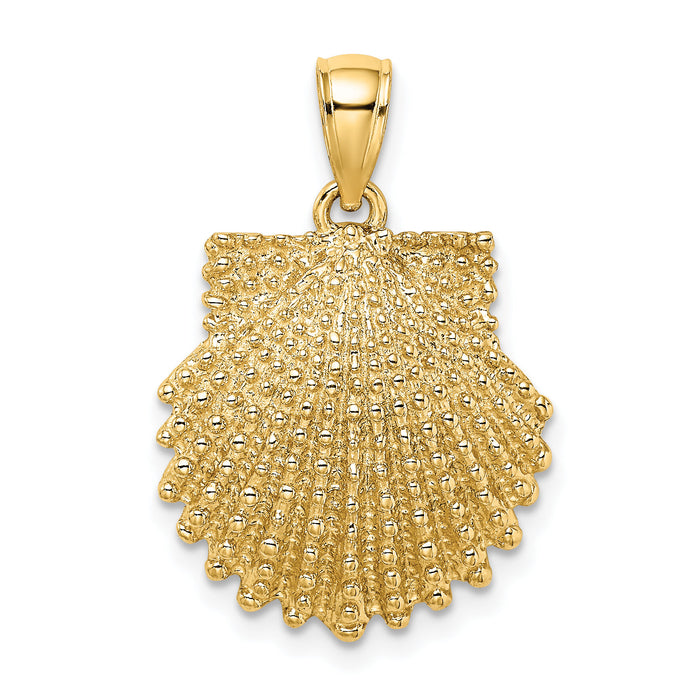 10K 2-D Beaded Scallop Shell Charm-10K7655