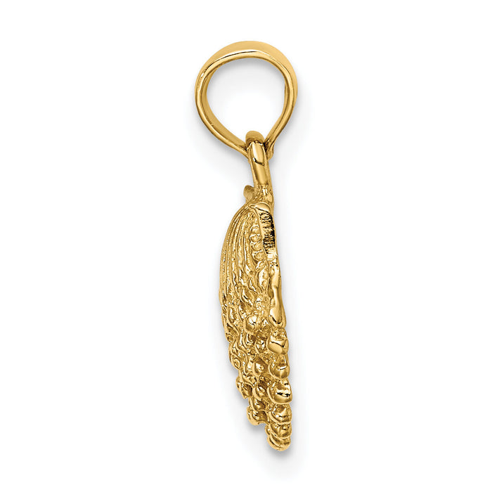 10K 2-D Beaded Scallop Shell Charm-10K7656