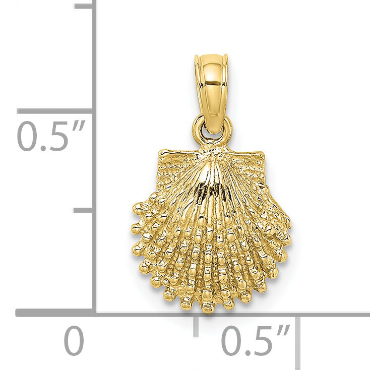 10K 2-D Beaded Scallop Shell Charm-10K7656