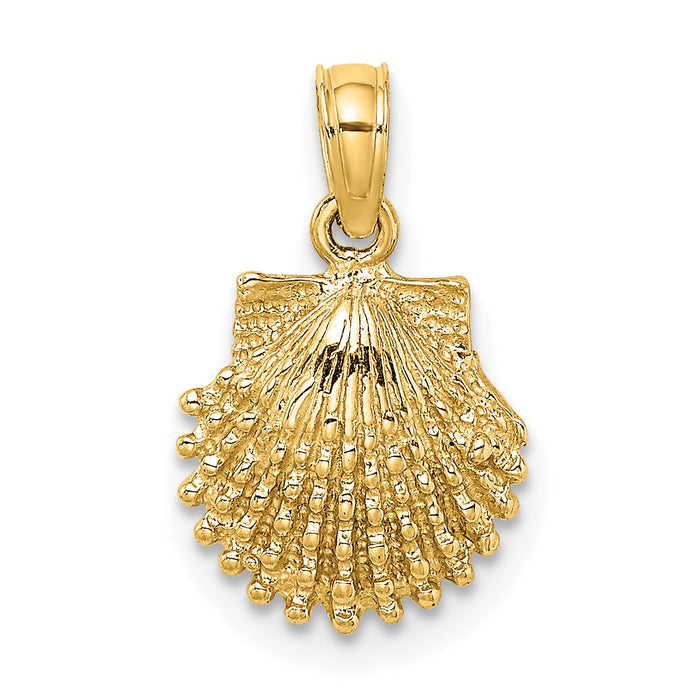 10K 2-D Beaded Scallop Shell Charm-10K7656