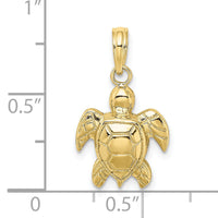 10K 2-D Textured Sea Turtle Charm-10K7662
