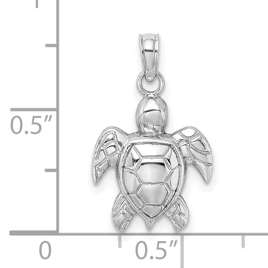 10K White Gold 2-D Textured Sea Turtle Charm-10K7662W