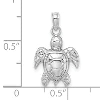 10K White Gold 2-D Textured Sea Turtle Charm-10K7662W