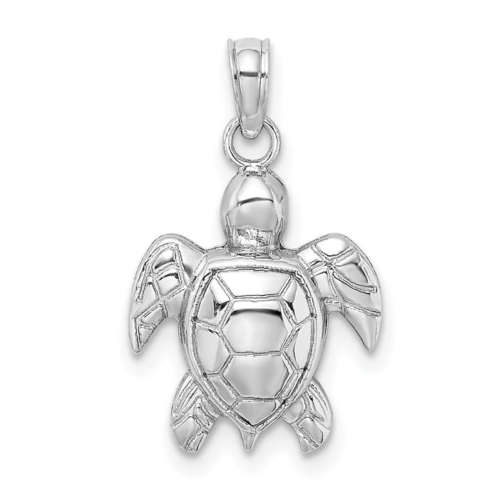 10K White Gold 2-D Textured Sea Turtle Charm-10K7662W