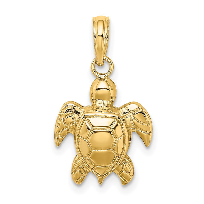 10K 2-D Textured Sea Turtle Charm-10K7662