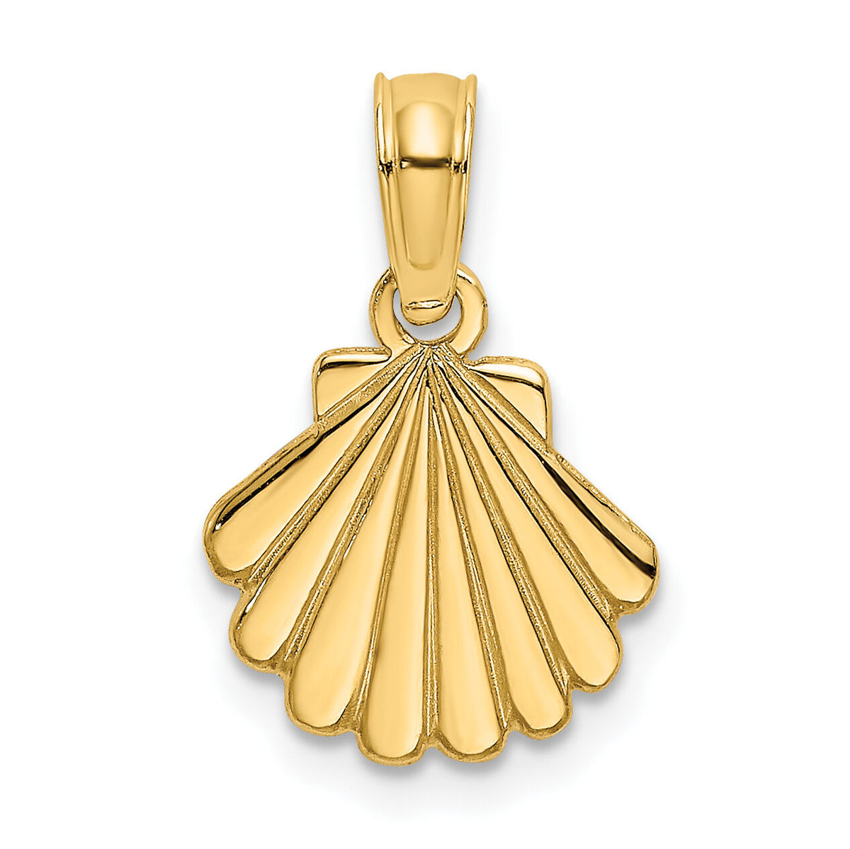 10K Polished and Engraved Shell Charm-10K7665