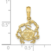 10K 2-D Textured Crab Charm-10K7668