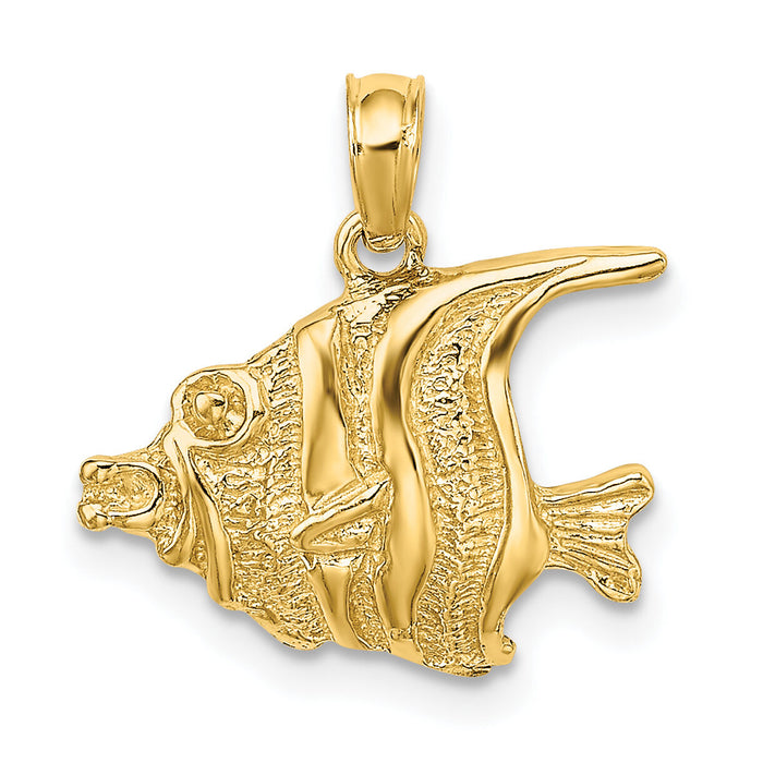 10K Polished Engraved FISH Charm-10K7669