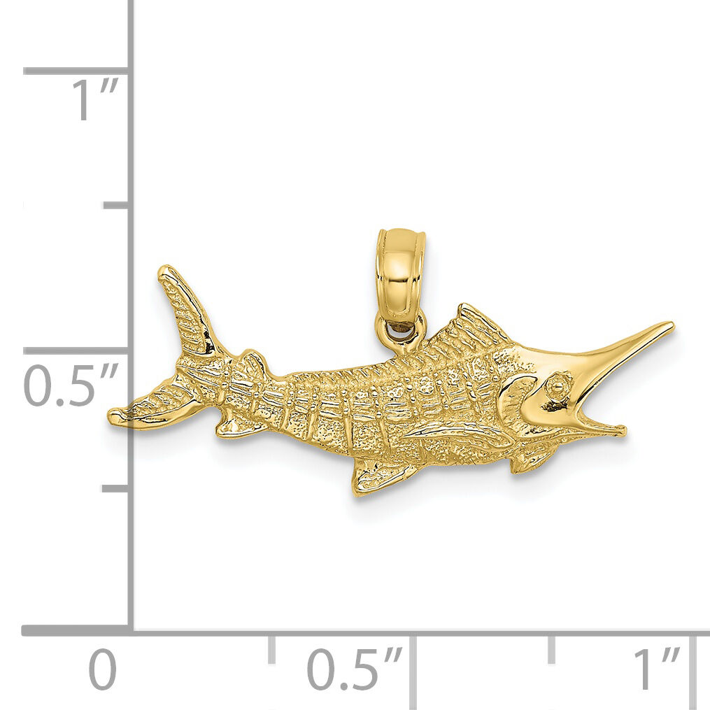 10K Textured 2-D Marlin Fish Charm-10K7670