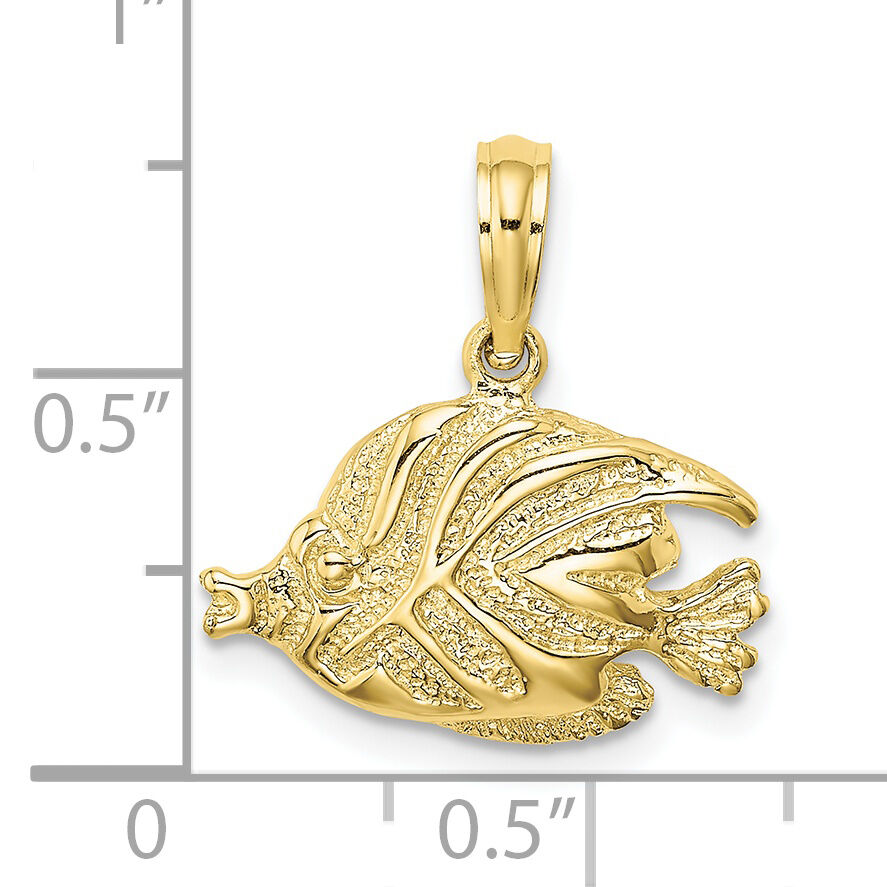 10K Polished Engraved Fish Charm-10K7686