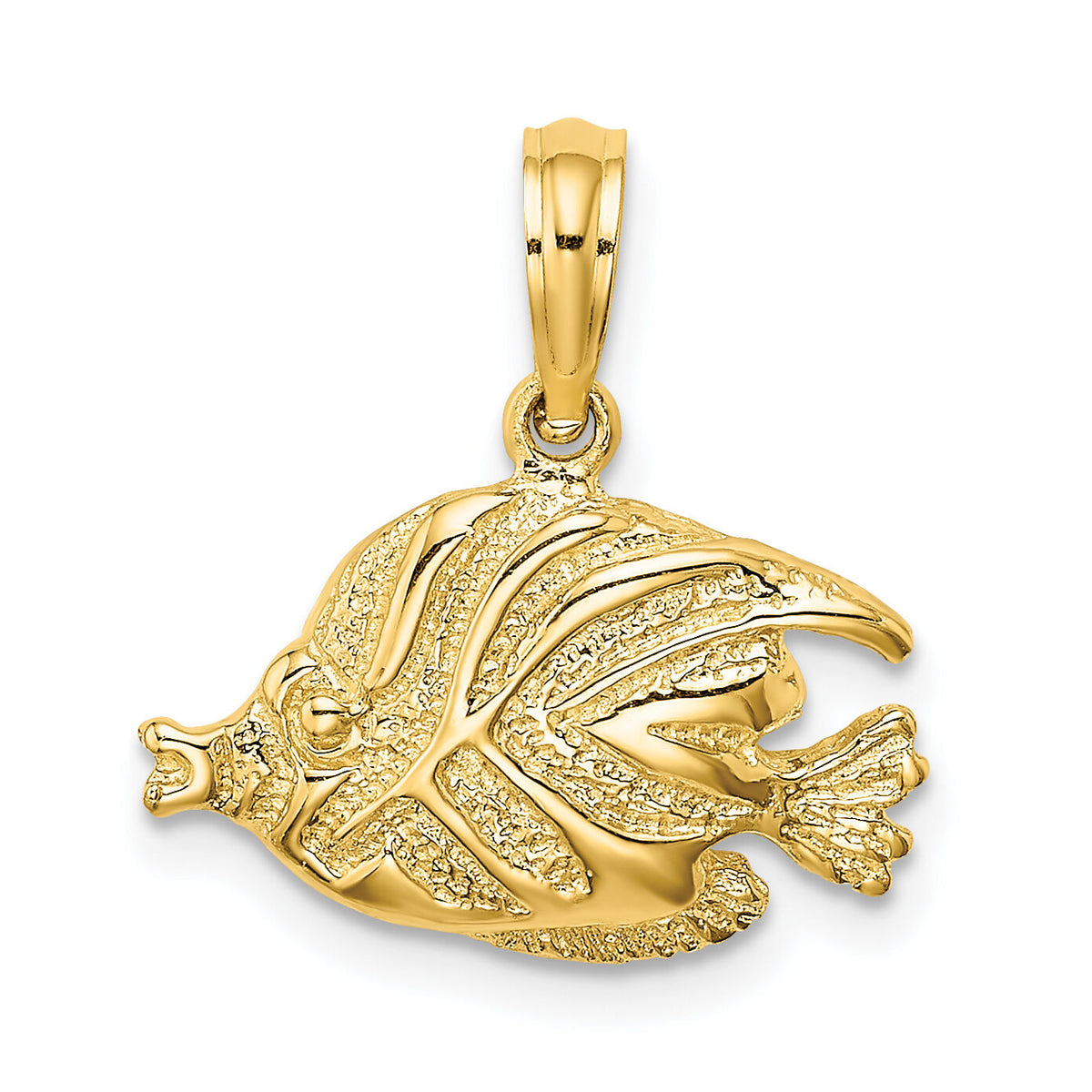 10K Polished Engraved Fish Charm-10K7686