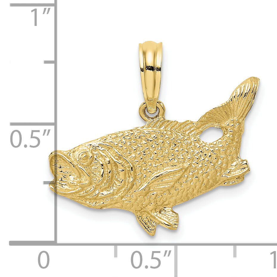 10K 2-D Bass Fish w/ Tail Up Charm-10K7687