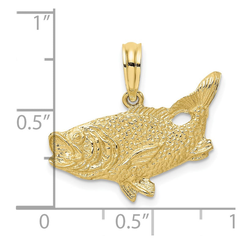 10K 2-D Bass Fish w/ Tail Up Charm-10K7687