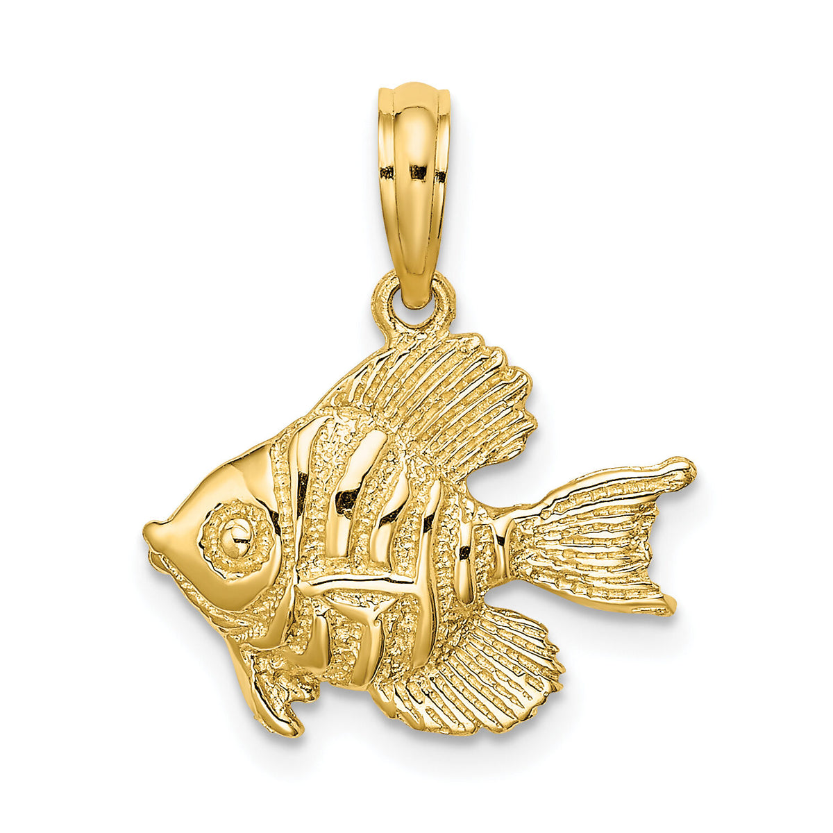 10K Polished  Engraved Fish Charm-10K7691
