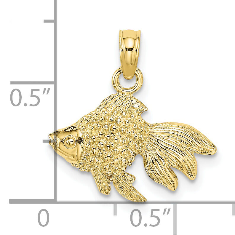 10K 2-D  Textured Gold Fish Charm-10K7700