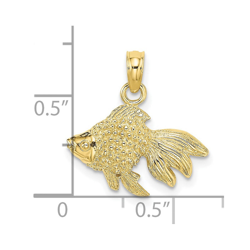 10K 2-D  Textured Gold Fish Charm-10K7700