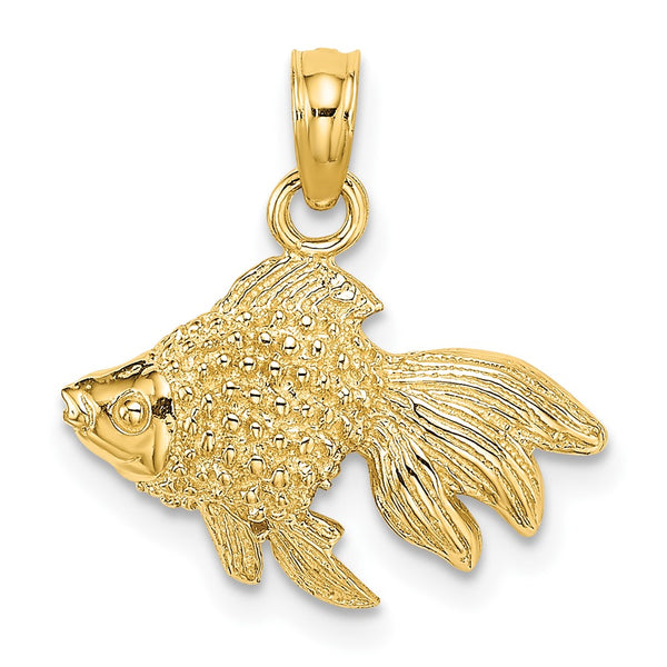 10K 2-D  Textured Gold Fish Charm-10K7700