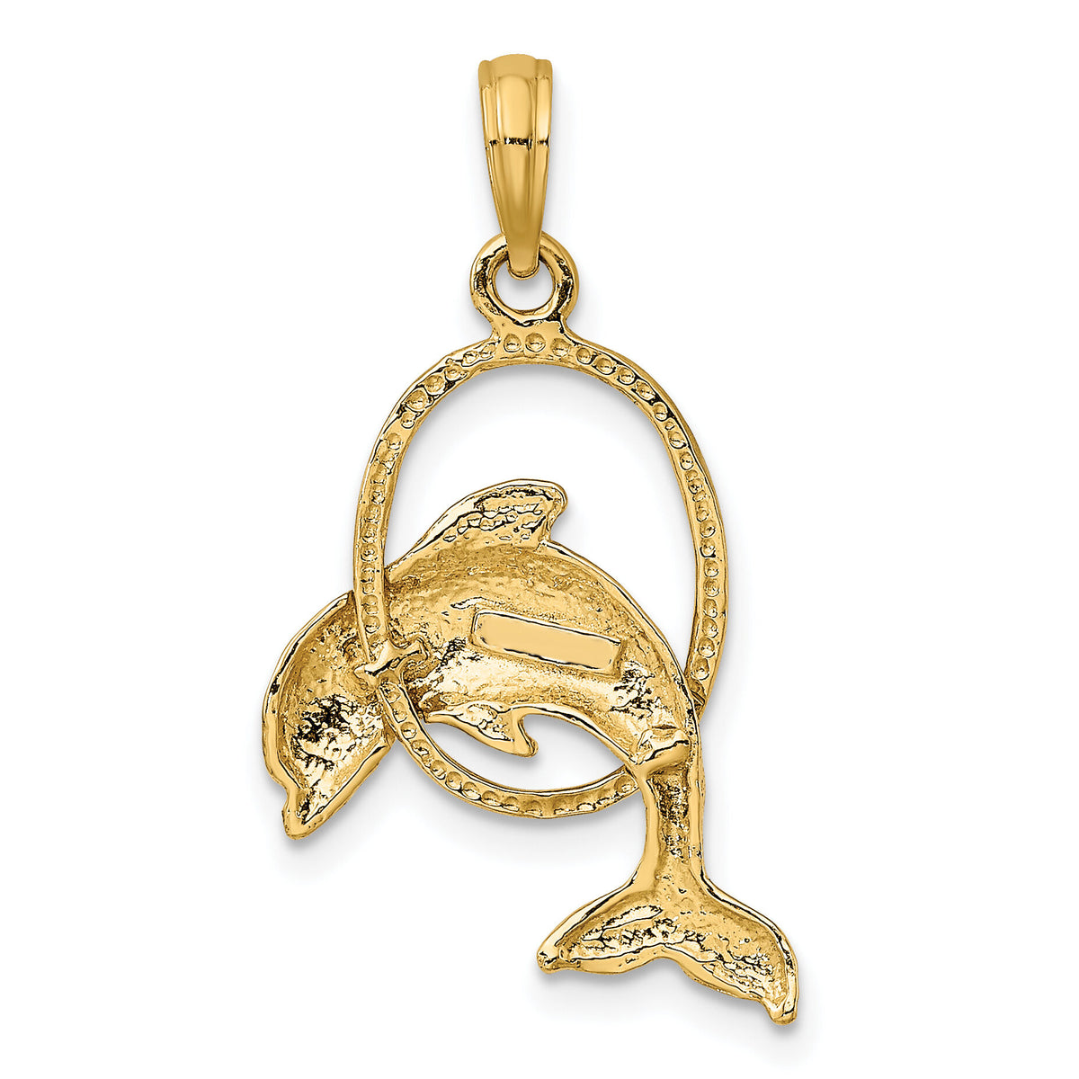 10K Polished Dolphin Jumping Through Hoop Charm-10K7708