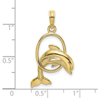 10K Polished Dolphin Jumping Through Hoop Charm-10K7708