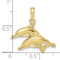 10K 2-D Polished /Engraved Dolphins Charm-10K7712