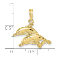 10K 2-D Polished /Engraved Dolphins Charm-10K7712