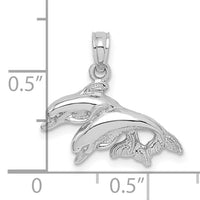 10K White Gold Polished Double Dolphins Jumping Charm-10K7725W