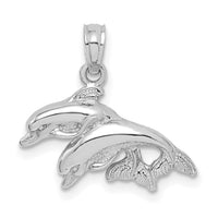 10K White Gold Polished Double Dolphins Jumping Charm-10K7725W