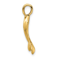 10K 3-D Polished Whale Tail Charm-10K7729