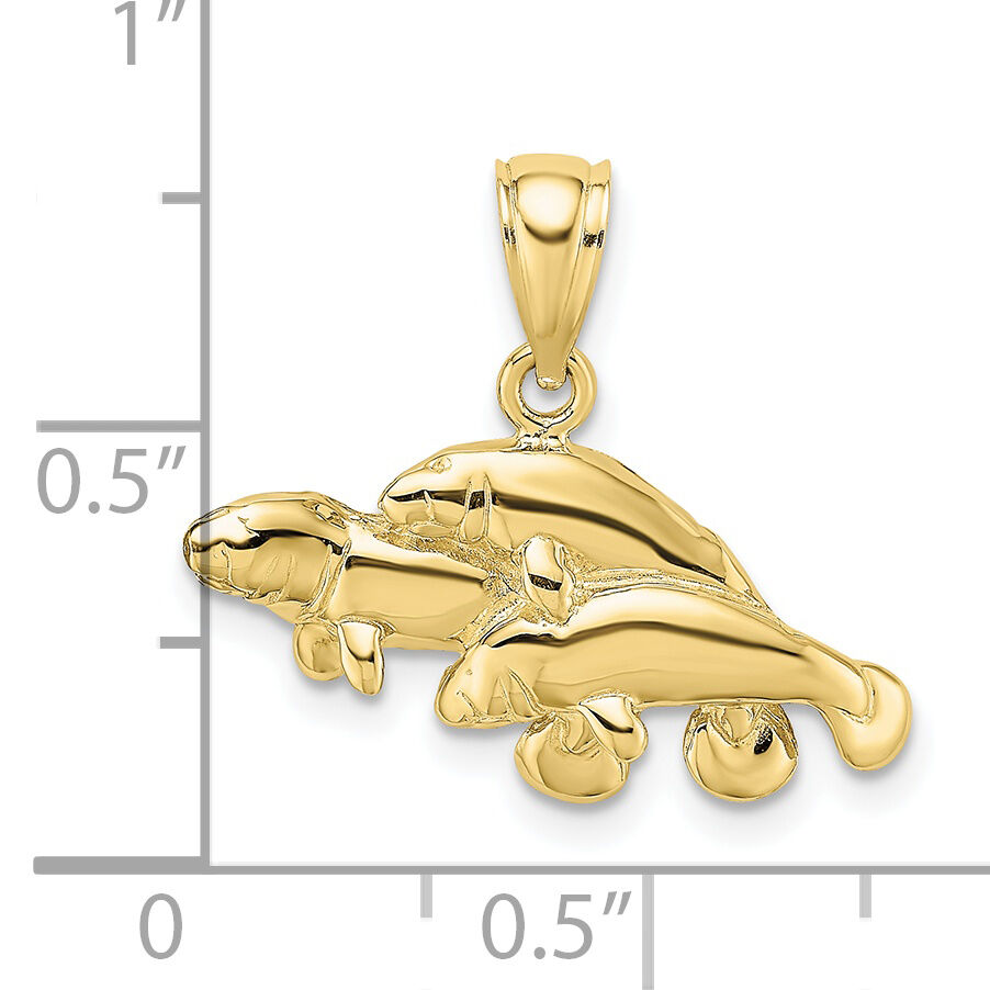 10K Polished Triple Manatee Charm-10K7731