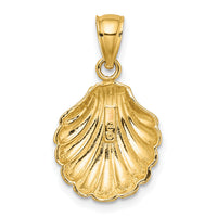 10K Polished 2-D Scallop Shell Charm-10K7743