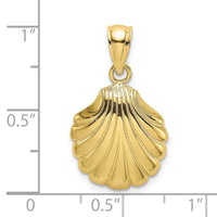 10K Polished 2-D Scallop Shell Charm-10K7743
