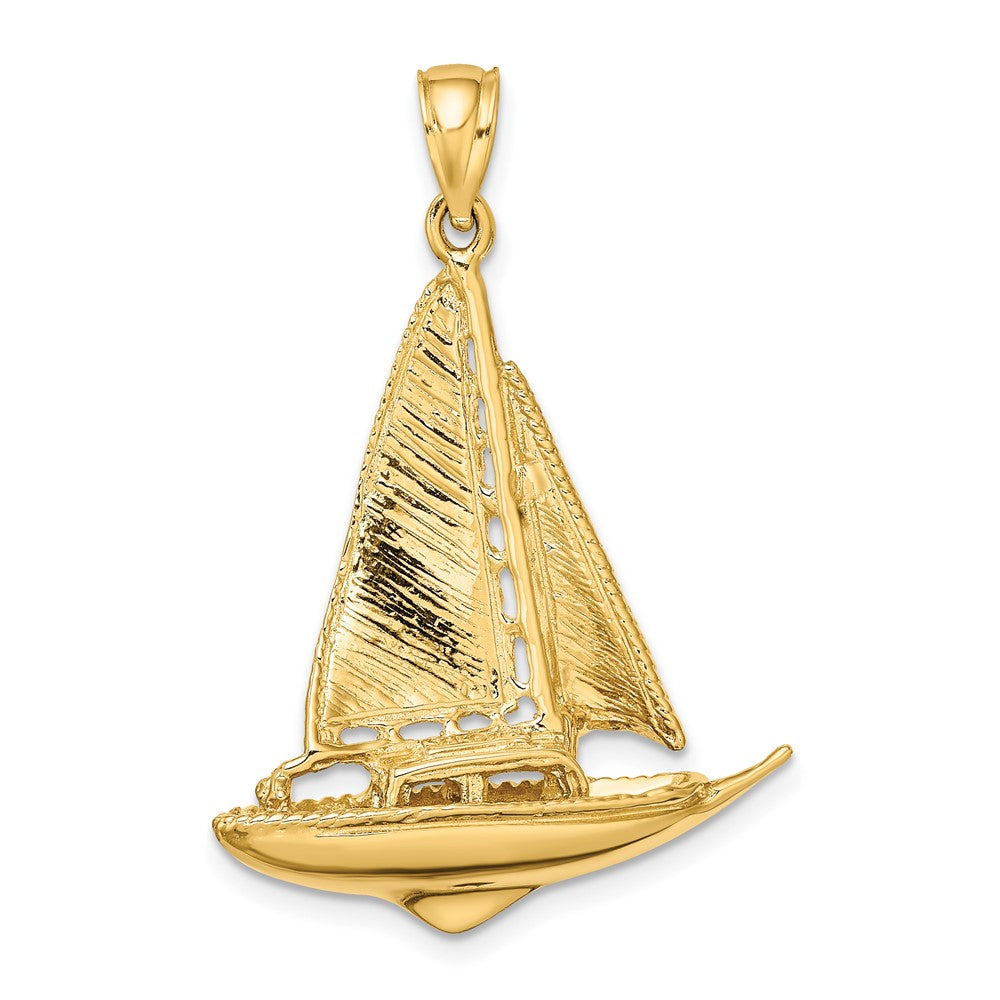 10K 3-D Polished Sailboat Charm-10K7746