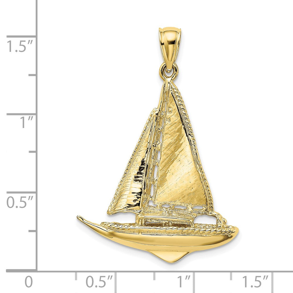 10K 3-D Polished Sailboat Charm-10K7746