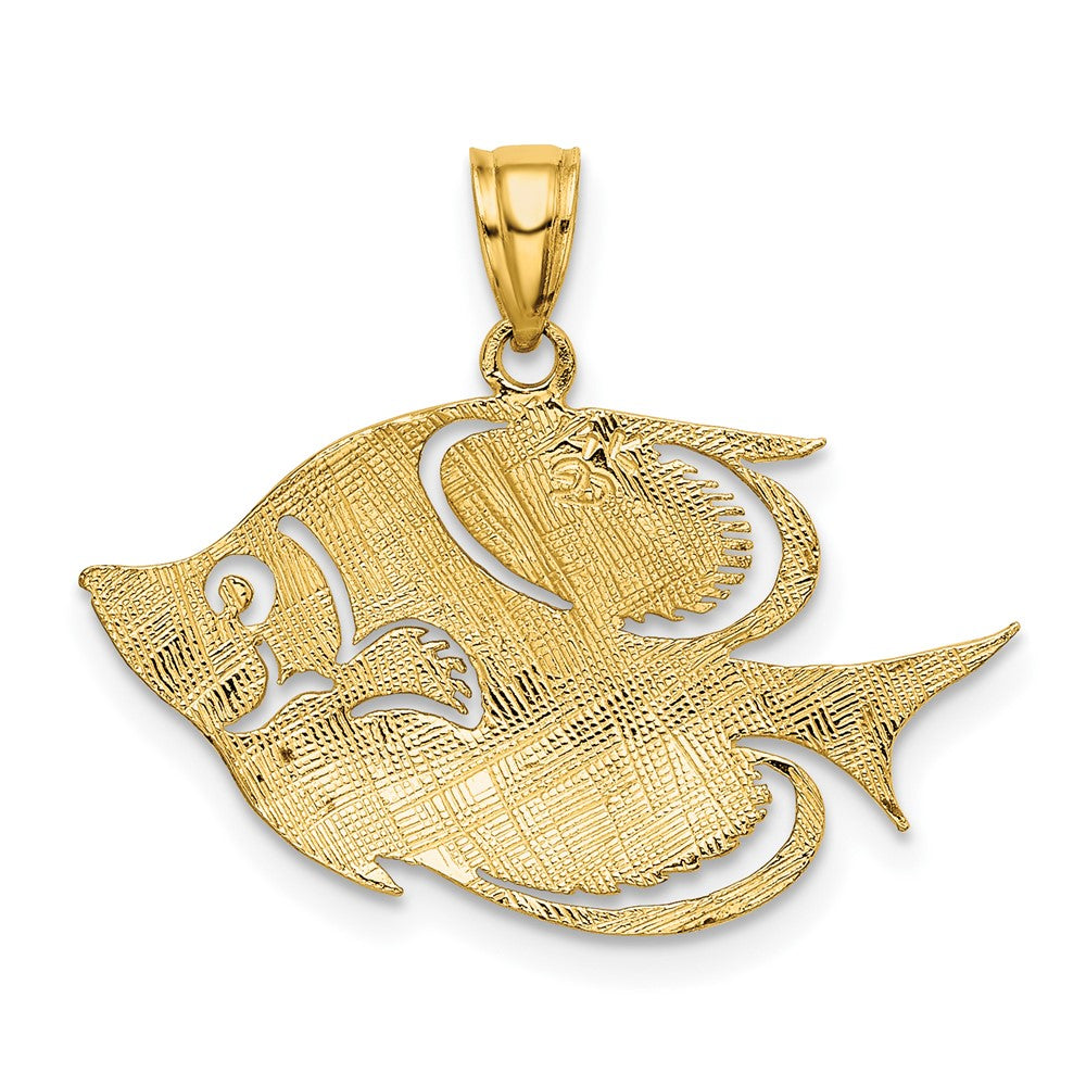 10K 2-D Polished Textured Fish Charm-10K7753