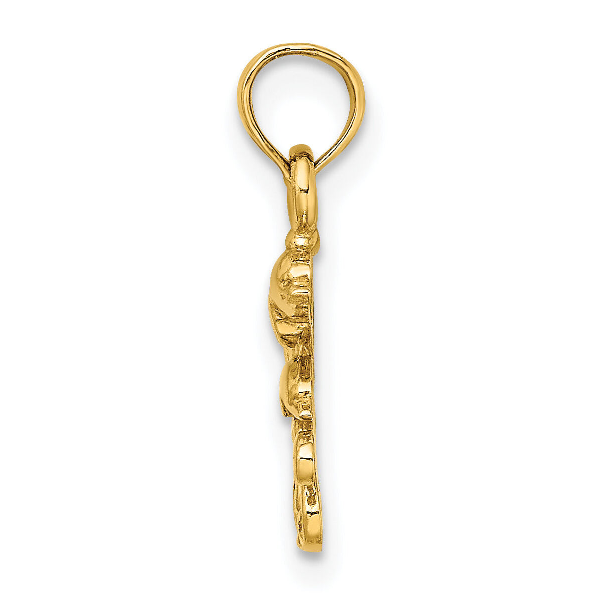 10K Textured Mini Double Dolphins and Waves Charm-10K7768