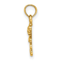 10K Textured Mini Double Dolphins and Waves Charm-10K7768