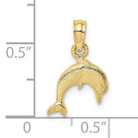 10K Textured Mini Dolphin Jumping Charm-10K7821
