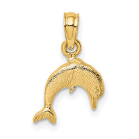 10K Textured Mini Dolphin Jumping Charm-10K7821